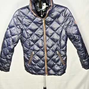 Ralph Lauren Quilted Navy Down Preppy Quiet Luxury Coat, XS